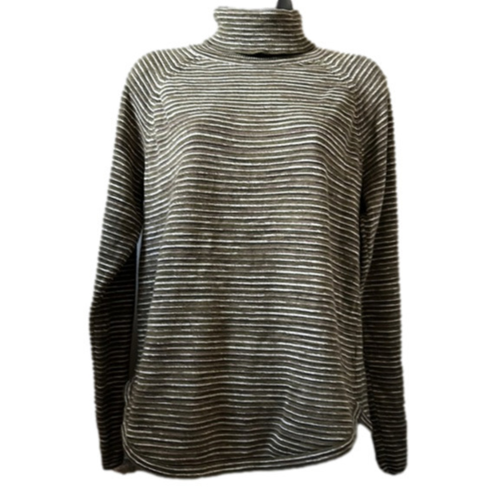 Jeanne Pierre striped turtleneck green Large